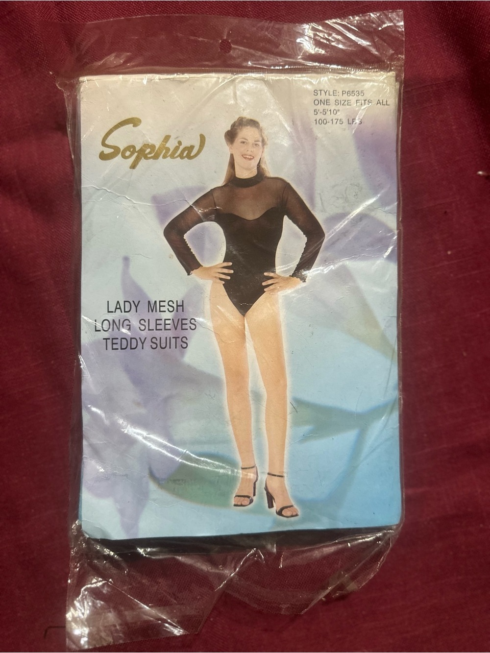 Sophia Lady Mesh Long Sleeve Teddy - Black